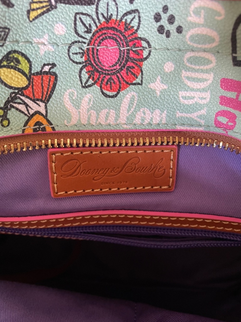 Disney Dooney & Bourke It's a Small World Mint Multi-Color Print Tote - Picture 6 of 6